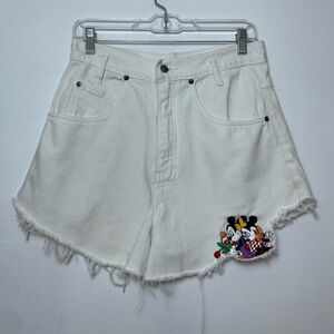 Disney Vintage Unlimited White Mickey Minnie Mouse Jerry Leigh 90s Jean Shorts